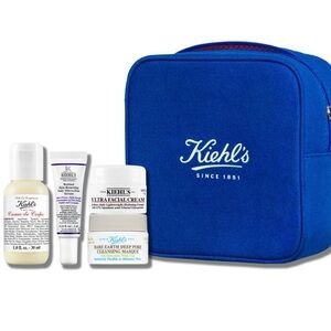 Kiehl's Skincare Essentials (minis) with Blue Travel Bag